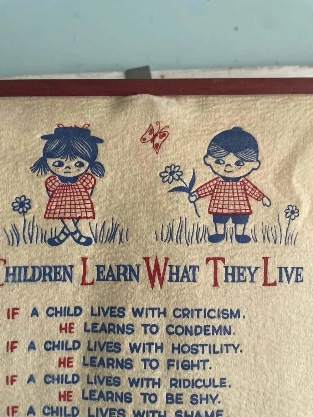 Vintage Children Learn What They Live Banner Wall Hanging
